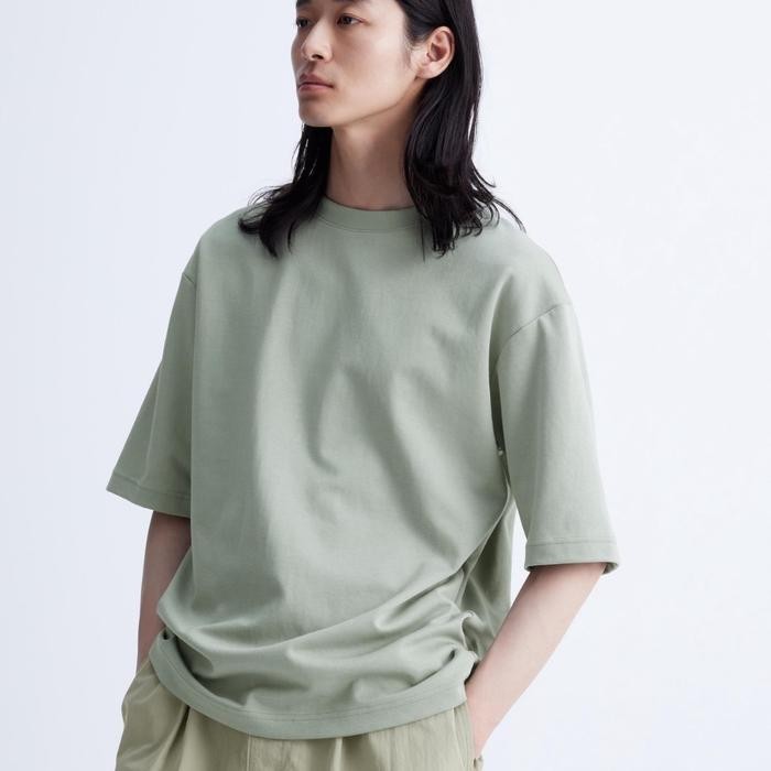 UNIQLO AIRism Katun T-Shirt Oversize Lengan 1/2 Original Pria Wanita Unisex Polos new