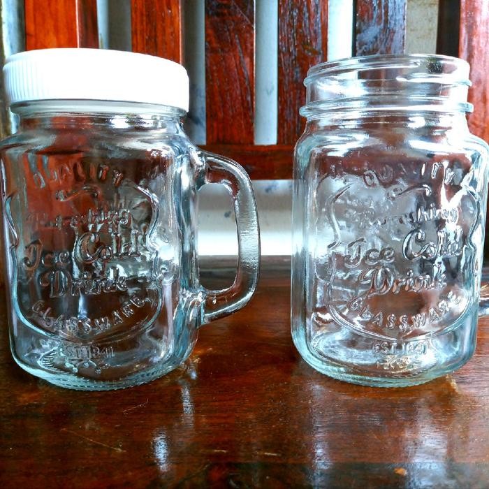 GELAS KACA JAR MOTIF/GELAS GAGANG/GELAS TOPLES