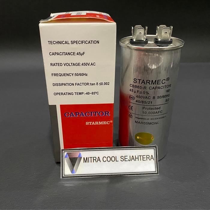 KAPASITOR AC 45 MIKRO CAPASITOR AC 45UF CAPASITOR 45 UF (Starmec)