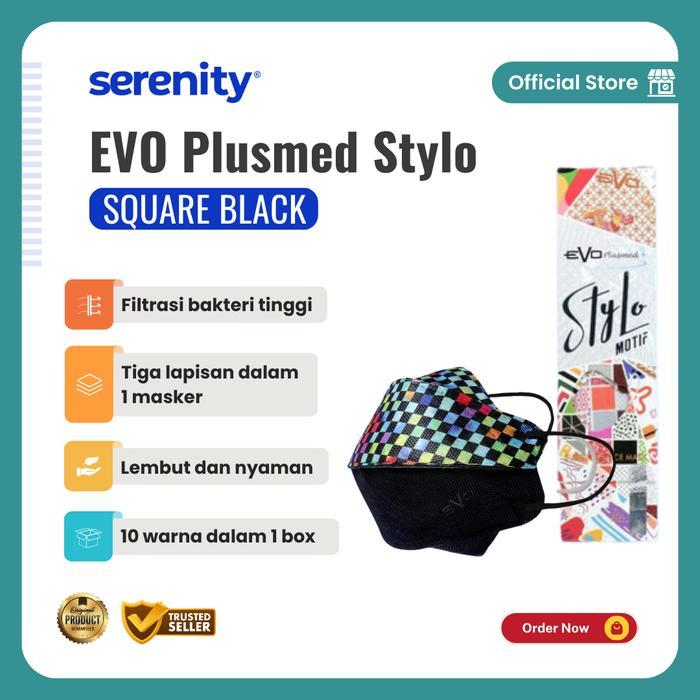 Masker EVO Plusmed Stylo Square Black - 4D Surgical Face Mask