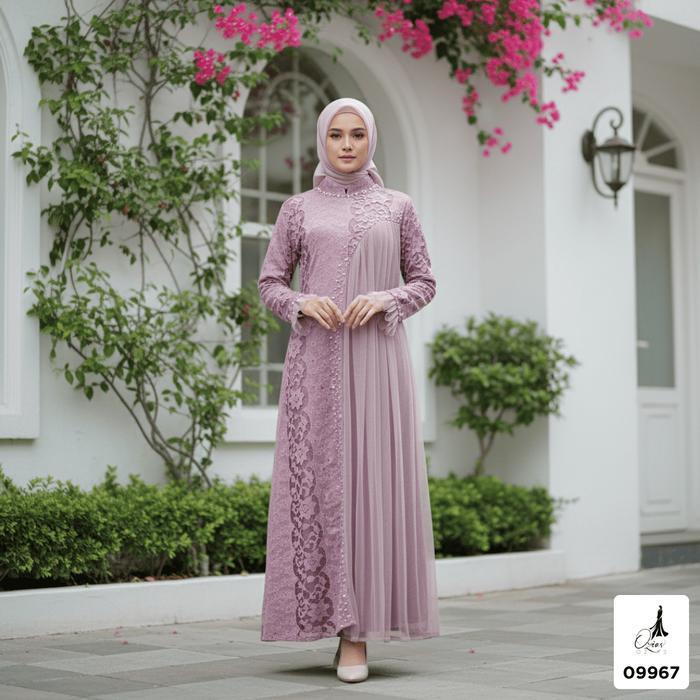 GAMIS INAYA JASMINE OZIAS 09967 LD 105 I Gamis Brokat Pesta Kondangan I Gamis Fashion Muslimah Fit P