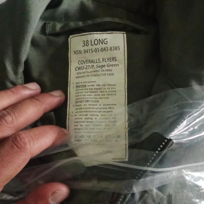 Coverall Terbang Hijau Proper Coveralls Flyers Cwu-27/P Mil C 83141A Wearpack Safety Jaket Pria Baju