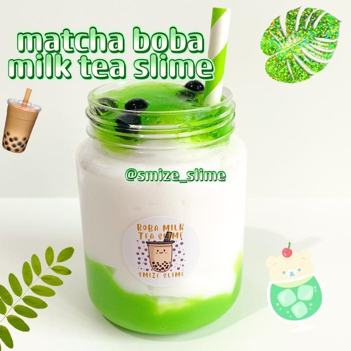 NEW MATCHA BOBA MILK TEA SLIME 200CC SLIME MAINAN ANAK BOBA