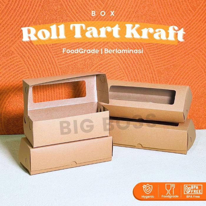 [ECER] Box Roll Tart Bolu Gulung Kraft Window Laminasi / Dus Kemasan Kue Cake Roti Gulung / Box Bolu