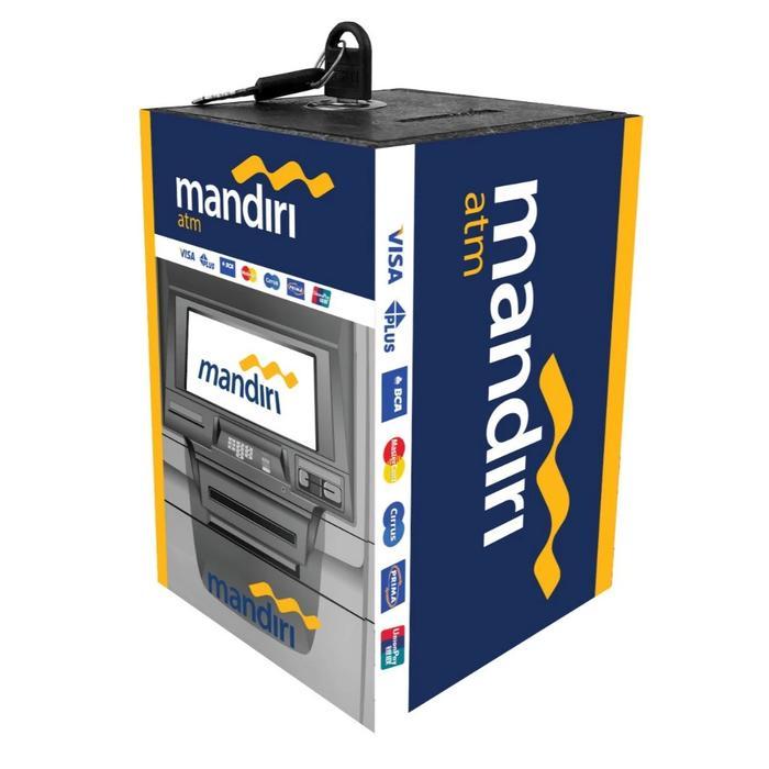TERLARIS Celengan Atm miniatur Brangkas uang uk 15x10 Motif Mesin ATM Celengan Kayu Bank ATM(bisa