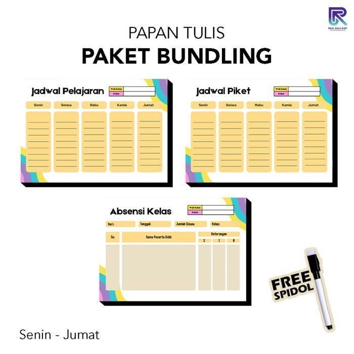 RHA GALLERY Papan Tulis Bundling Jadwal Piket Absensi Aesthetic Ruang Kelas Sekolah Dekorasi Dinding