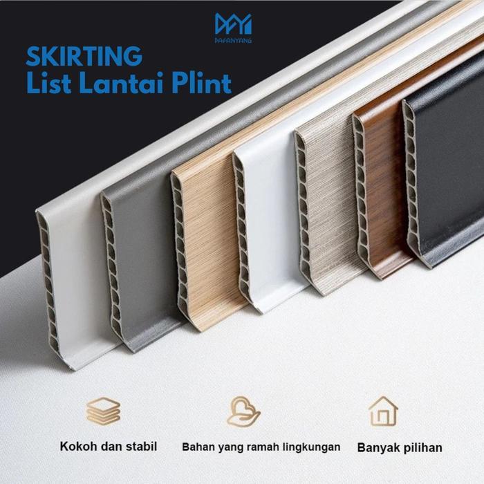 Skirting List PVC Motif Kayu List Penutup Bawah Dinding Interior Desain Elegan Natural, Bahan PVC