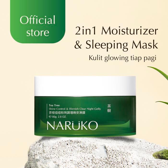 NARUKO - Clear Night Gelly Tea Tree Shine Control & Blemish 80g Jerawat Bekas Jerawat Berminyak &