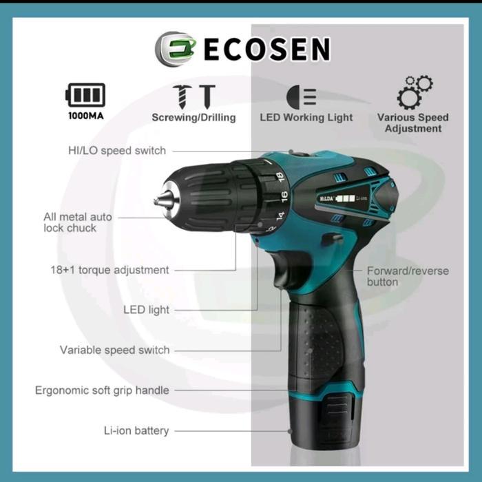 Diskon Ecosen Kit Bor Tanpa Kabel 98V Genggam Bor Dampak Sel Autentik