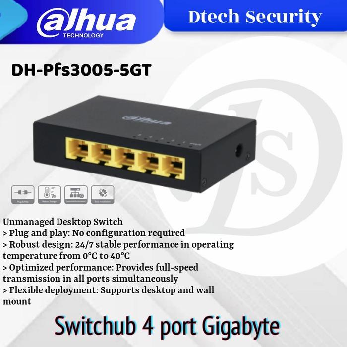 Switch Hub Gigabyte 4 Port Dahua Pfs3005-5Gt / Swithub Dahua Gigabyte
