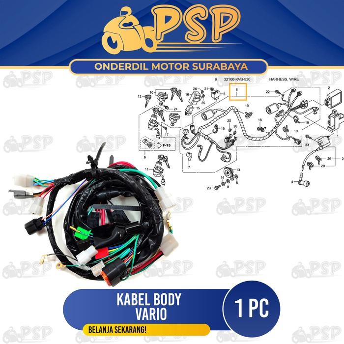 Kabel Body Vario 110 - Cable Cabel Tali Seling Harness Wire Bodi Utama Komplit Honda Vario Karbu