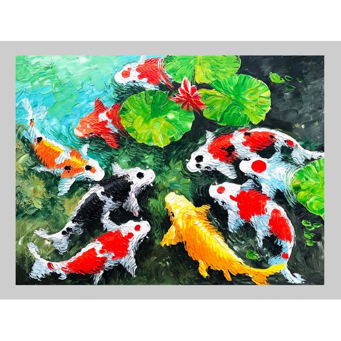 Promo Lukisan Kanvas Ikan Koi Palet Timbul 80X60