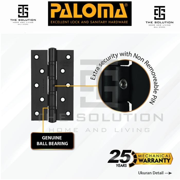 Engsel Pintu PALOMA BHP 23 Engsel Kupu Engsel Jendela Kupu Plat Butt Hinge Black Hitam BHP 231 232