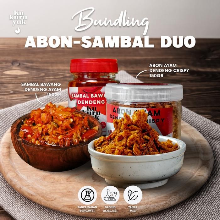 

Pilihan- Abon Sambal Combo Kukuruyuk - Bundling Abon Dendeng Ayam + Sambal