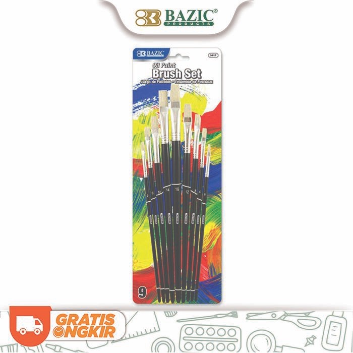 

Pilihan- Bazic Oil Painting Brush Set 9 Natural Hair - Kuas Lukis Cat Minyak