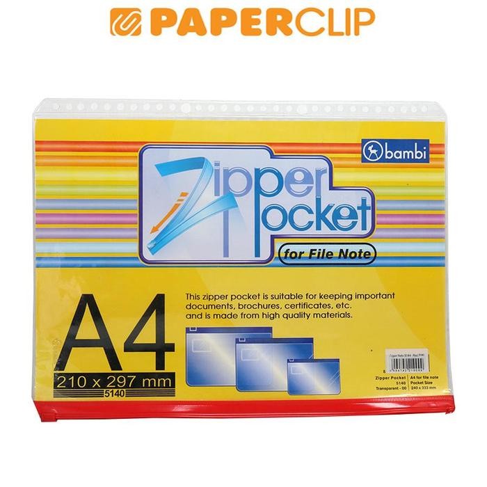 

MAP ZIPPER POCKET FILE NOTE A4 BAMBI 5140