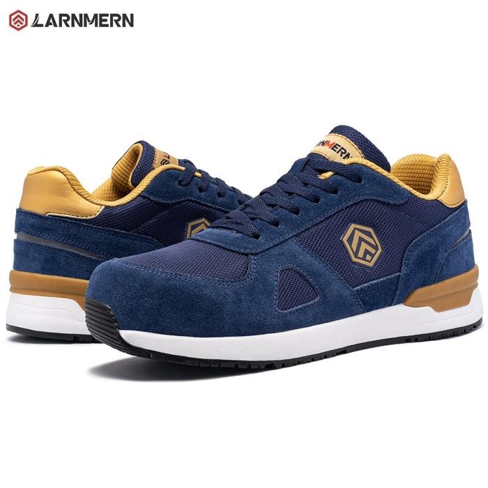 LARNMERN SAFETY SHOES MENS SNEAKERS STEEL TOE CONSTRUCTION ANTISTATIC WORK SHOES PRIA L9096 NAVY