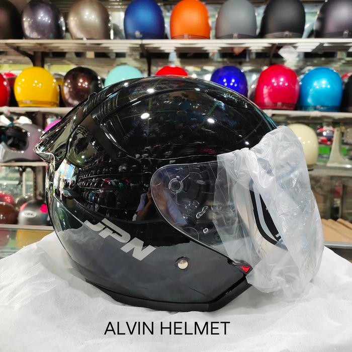 Helm Jpn Galaxy Hitam Glossy / Helm Half Face Jpn Galaxy Hitam Kilat