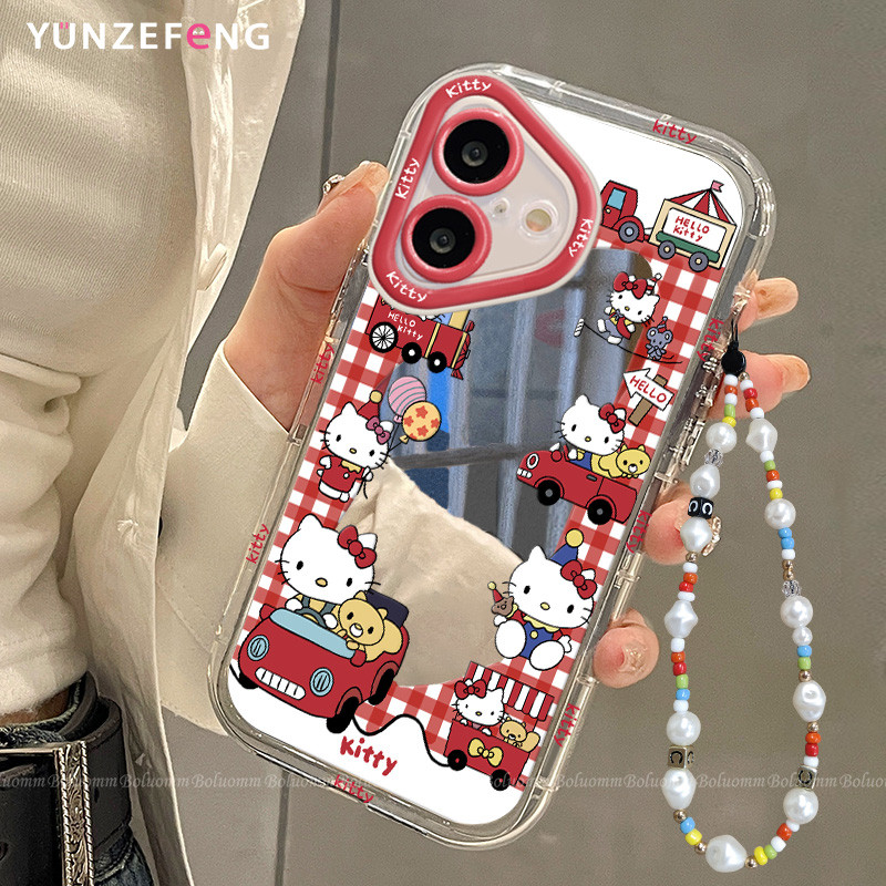 Terbaru Mirror Hello Kitty Merah Case Oppo A3 A3X A5I A16 A18 A60 A38 Jm Lucu Soft Casing Hp Cermin
