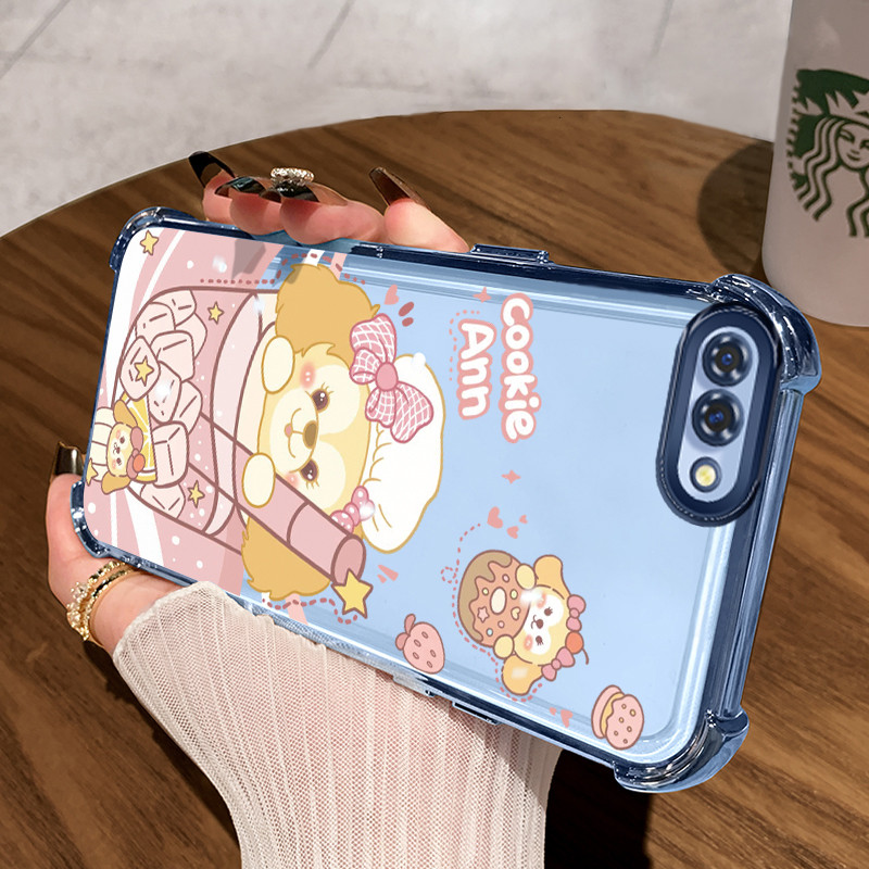 Casing Hp untuk OPPO A5 A3s A12E Realme C1 Case Teh susu warna pink lucu Kasing airbag Kesing Siliko