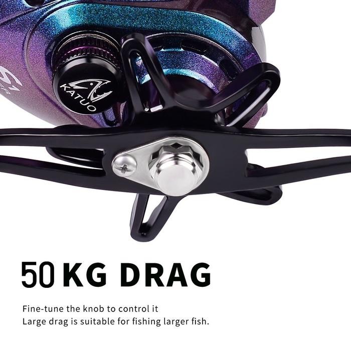 2025 New Proberos Mesin Pancing Casting Bc Reel 7.2:1 Gear Ratio 50Kg Drag Carbon Shell Fishing Reel