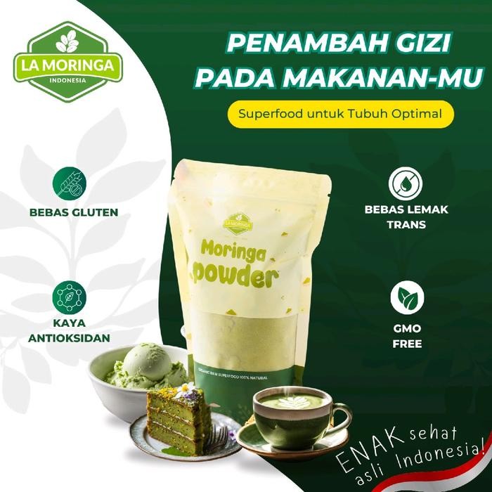

TERLARIS La Mnga Tepung Kelor 250 gr/ 100% Organik Asli dari Daun Kelor READY STOCK