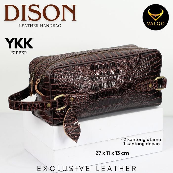 [VALQO] Handbag DISON by Kulit Sapi Motif Buaya Cowok Cewek Laki Perempuan Pria Wanita