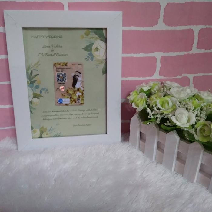 Pilihan- Minigold Antam Bingkai Pigura Gift Happy Wedding Request Nama