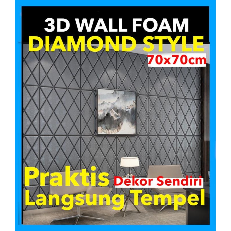 New Wallpaper 3D FOAM / Wallfoam Dinding / Wall Foam Motif Diamond 6mm