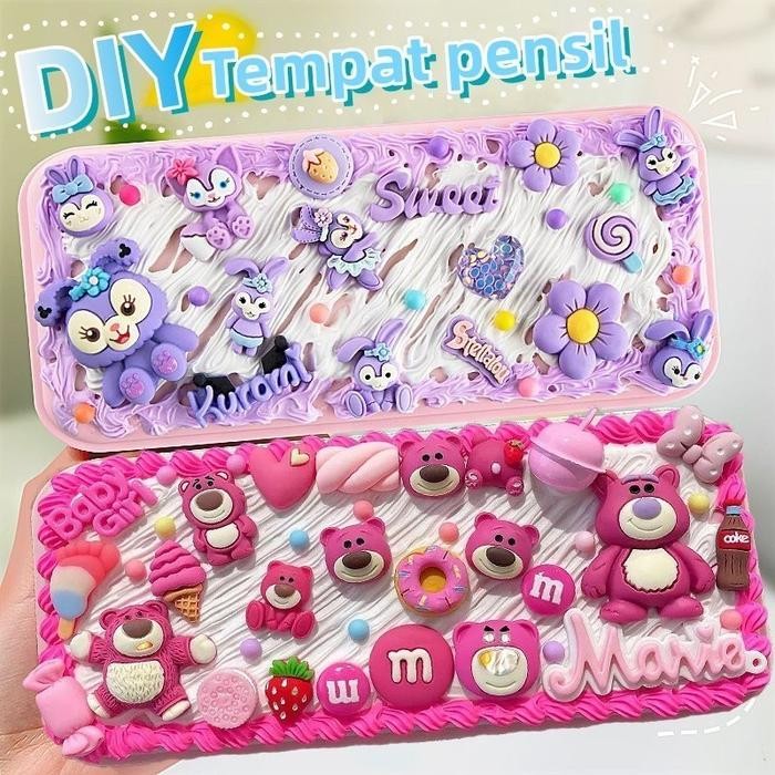 

HOT SALE! DIY Kotak alat tulis kreatif lem krim /DIY Cream Clay Pencil Case / Mendekor Pencilcase /