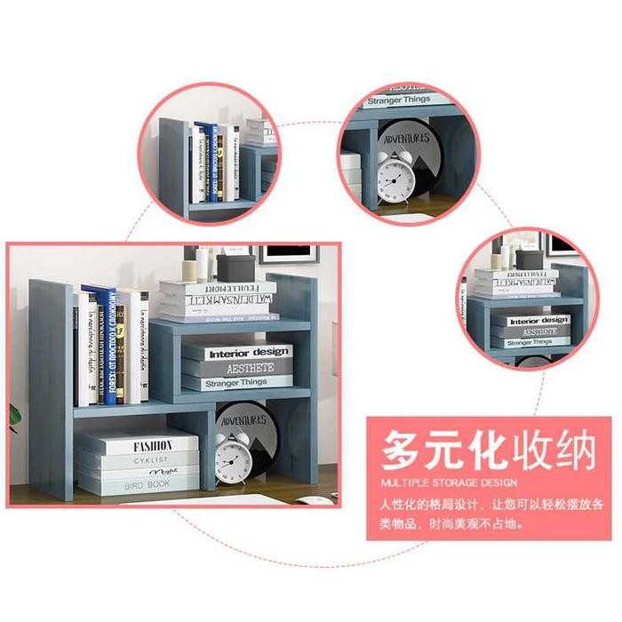 Veneer Rak Meja Buku Kayu Bookshelf Mini Desk - Zwj4004
