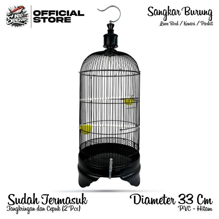 Chocolatoslatoe Sangkar Kandang Burung Love Bird / Kenari / Parkit Diameter 33 Cm Pvc Biru Muda