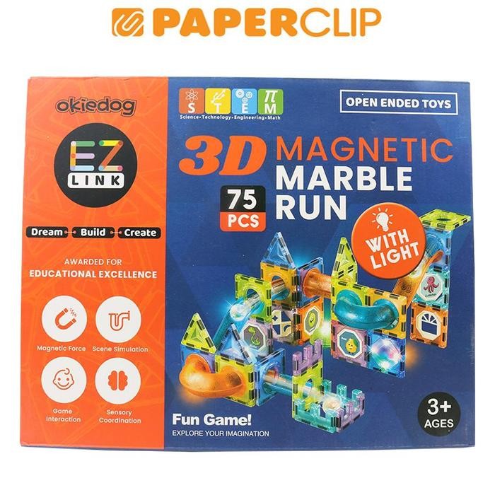 TERBARU MAINAN EDUKASI OKIEDOG EZLINK 3D MAGNETIC MARBLE RUN / 75PCS TERMURAH