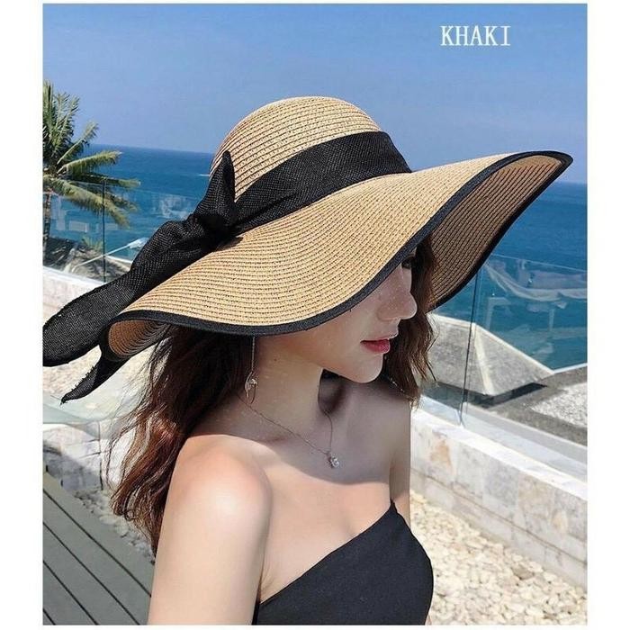 Pilihan- Lfstore.Id - Topi Pantai Lebar List Hitam Topi Pantai Lebar Topi Pantai Dewasa Topi