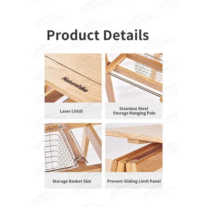 MEJA LIPAT KOMPOR KAYU PORTABLE CAMPING OUTDOOR NATUREHIKE NH21JU006