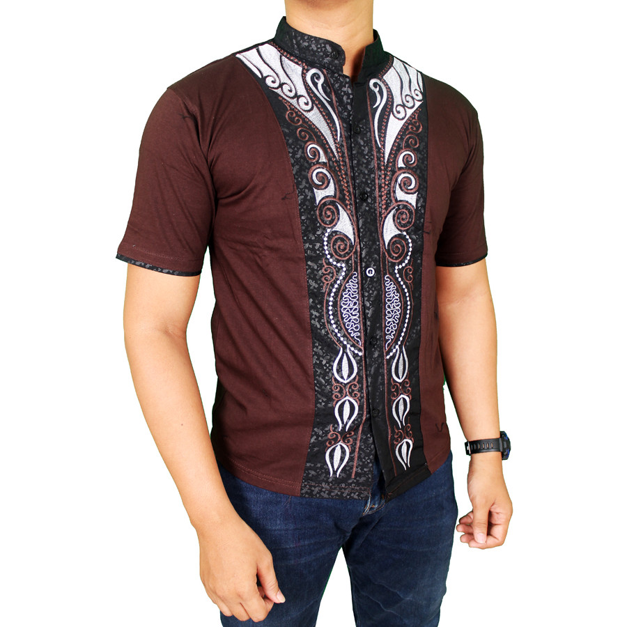 Baju Koko Pria Sholat - Coklat Tua