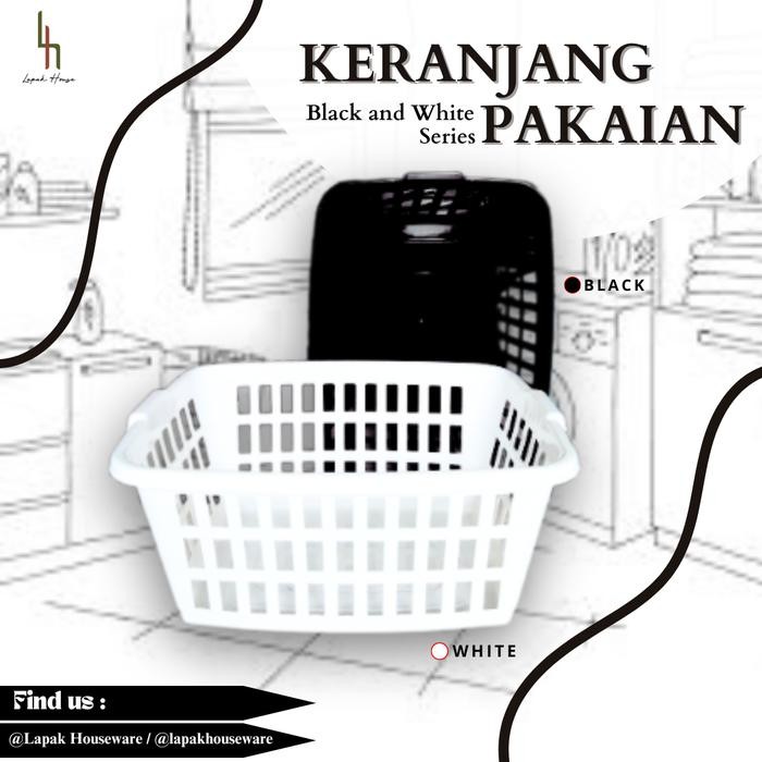 MPW Keranjang Pakaian Mawar Hitam Putih / Keranjang Pakaian Bayi