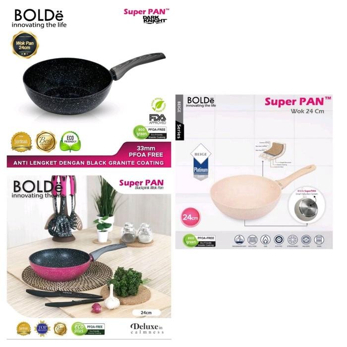 Terbaik Bolde Super Pan Wok Pan 24 Cm Beige, Black Dark Knight, Blackpink 100% Ori