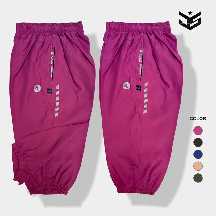0k9y- Celana Jogger Parasut 7/8 Wanita Pria Dewasa - Celana Olahraga Senam Fitnes Runing