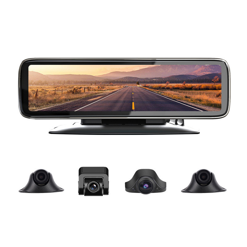 Newest dash cams truck DVR System 12 inch touch screen GPS car camera dashcam 4ch mobile DVR 4