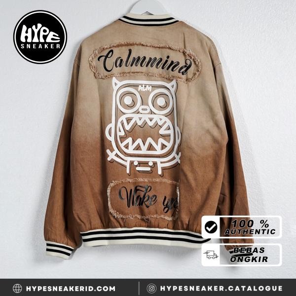 Jaket CALM MIND MONSTER GRADIENT BROWN VARSITY JACKET 100% ORIGINAL
