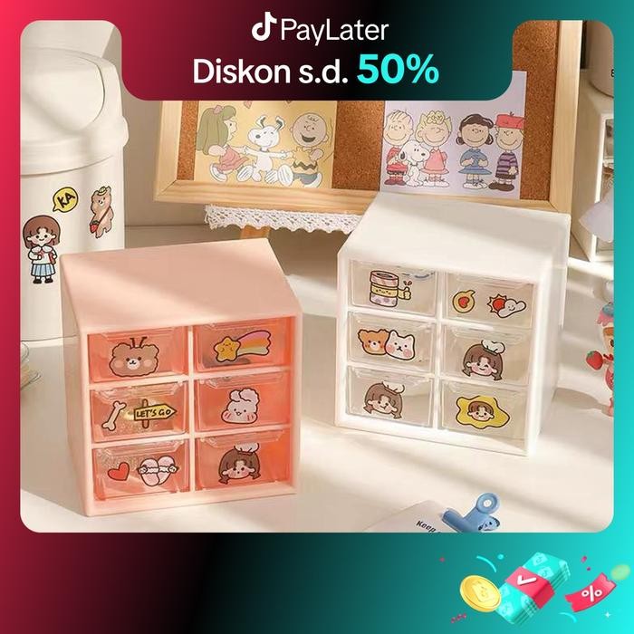 New [MILOLI] 9 Drawers 6 Drawers Storage Box Mini Drawer Desktop INS Aesthetic Desk - F0035