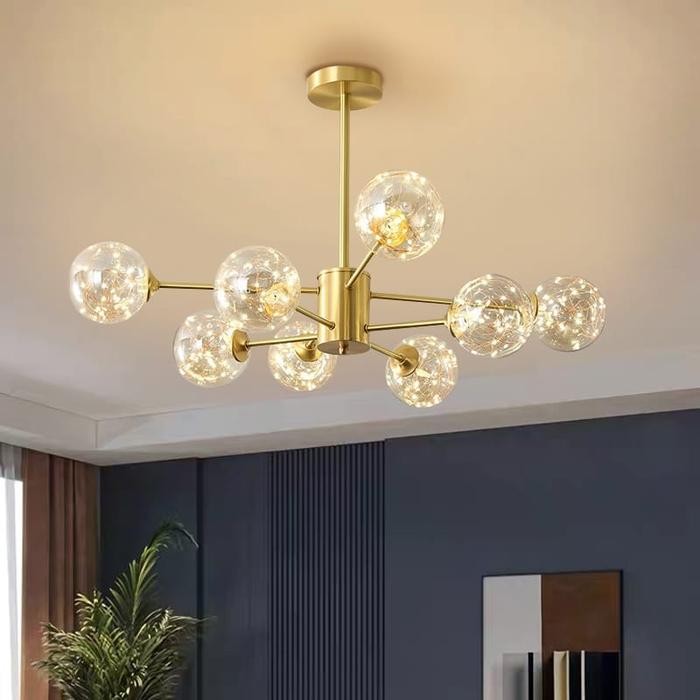 Golden Led Lampu Gantung 8 Bohlam Ruang Tamu Bintang Romantis Lampu Hias Rumah 3 Warna Bean Lampu