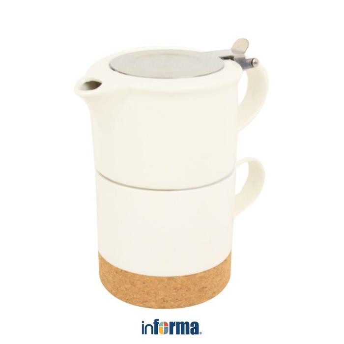 APPETITE SET 2 PCS TEKO DENGAN CANGKIR STACKABLE - PUTIH