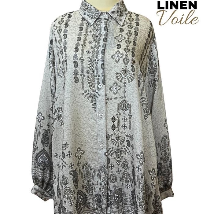 de68- By Dolla - Mazaya Blouse - Baju Kemeja Motif Muslim Wanita Nyaman Panjang