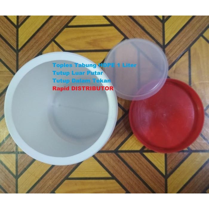 nkf4- 6Pieces Toples Plastik Hdpe 1000Ml Putih Jar 1 Liter Tabung 1L 1000 Ml