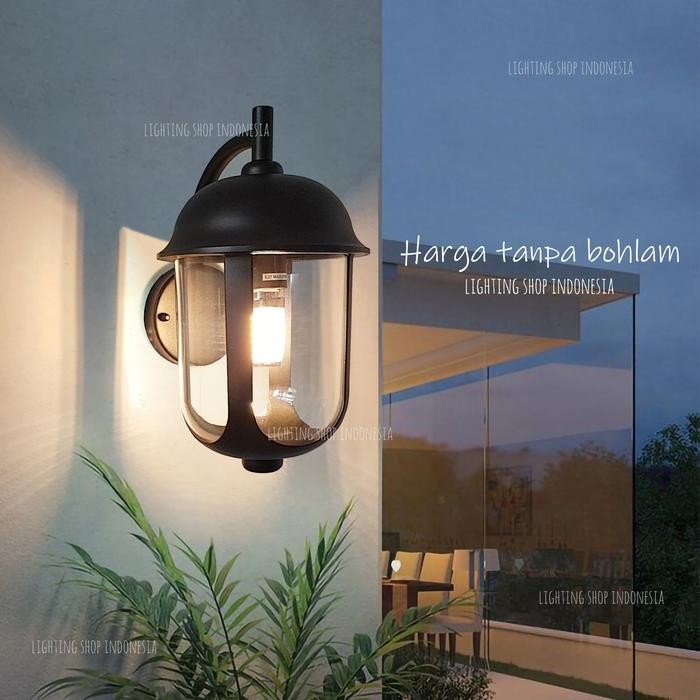 Lampu dinding hitam minimalis waterproof outdoor taman pagar wall lamp