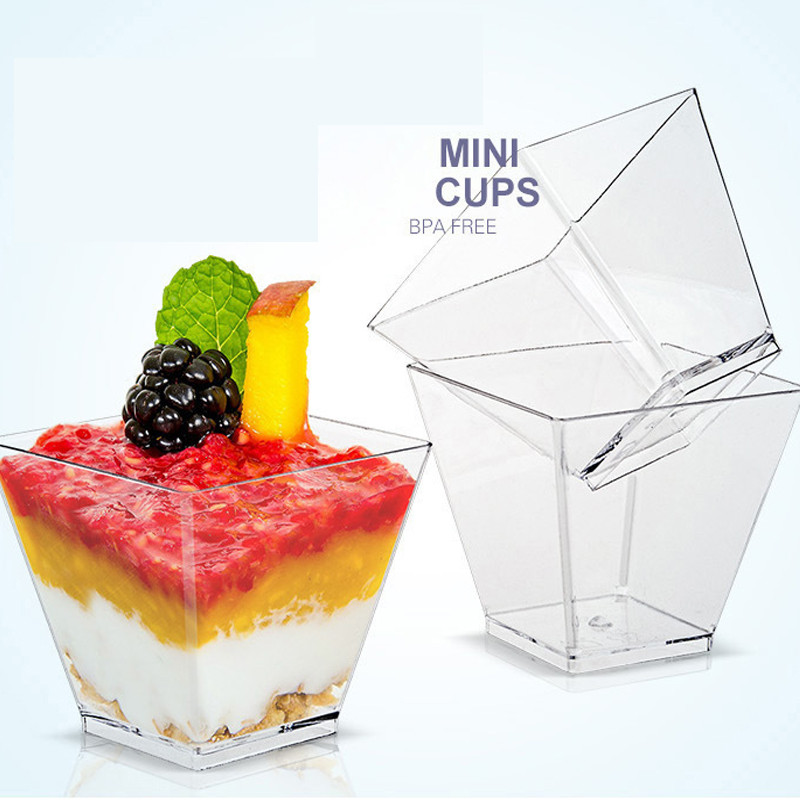 Disposable Plastic Mousse Cup Ladder Shaped Cup Pudding Cup Dessert Cake Cup Appetizer Jelly Yogurt 