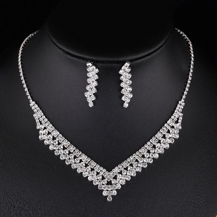 Kalung Dan Anting Set Perhiasan Wanita Kalung Pesta Perhiasan Set Aksesoris