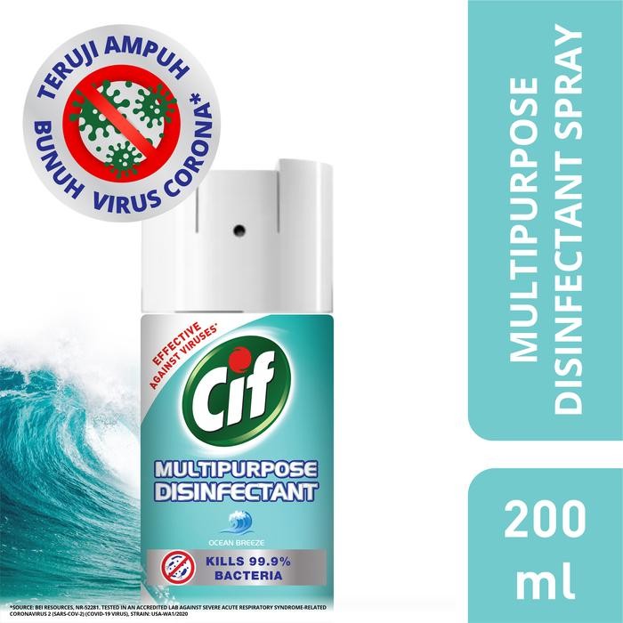 MediaSehat- Cif Multipurpose Disinfectant Spray Ocean Breeze 200Ml